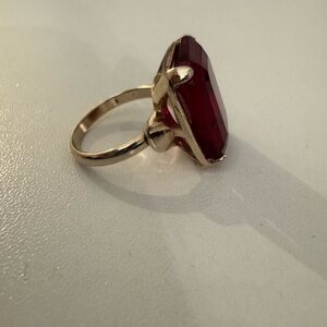 Gold and Red Costume Jewelry Ring